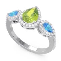 Halo Three Stone Pear Shape Varsana Ring