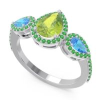 Halo Three Stone Pear Shape Varsana Ring