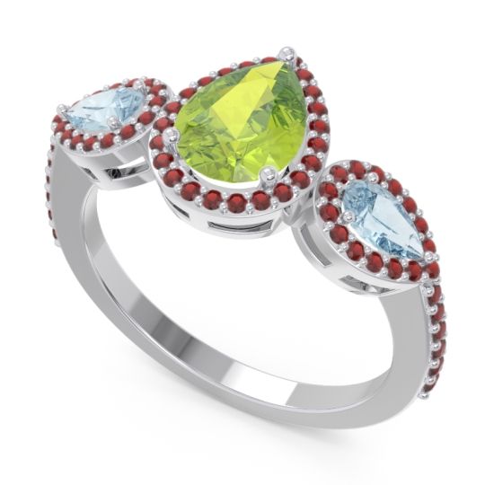 Halo Three Stone Pear Shape Varsana Ring
