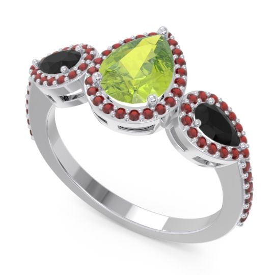Halo Three Stone Pear Shape Varsana Ring