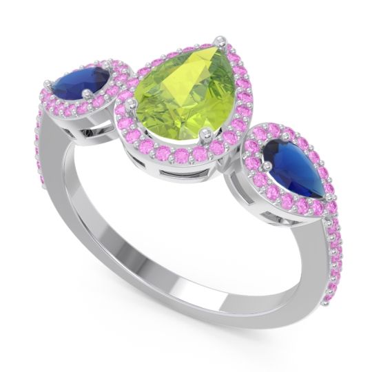 Halo Three Stone Pear Shape Varsana Ring
