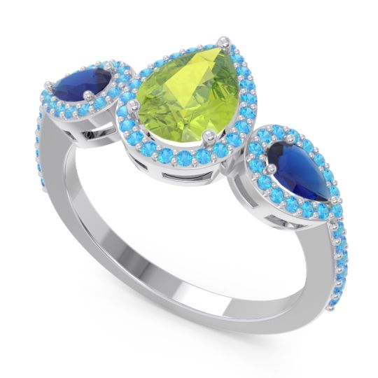 Halo Three Stone Pear Shape Varsana Ring