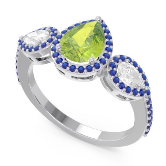 Halo Three Stone Pear Shape Varsana Ring