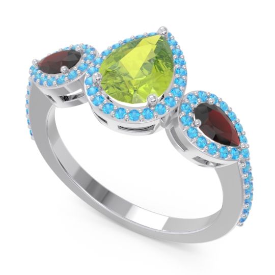 Halo Three Stone Pear Shape Varsana Ring