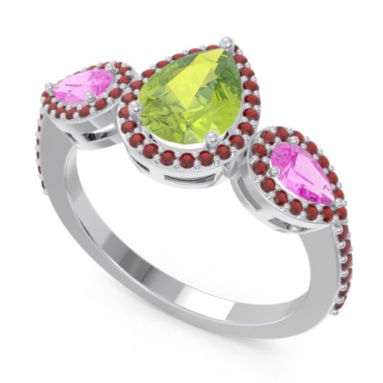 Halo Three Stone Pear Shape Varsana Ring