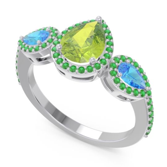 Halo Three Stone Pear Shape Varsana Ring