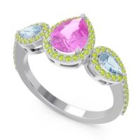 Halo Three Stone Pear Shape Varsana Ring