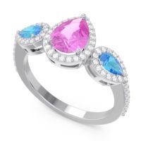 Halo Three Stone Pear Shape Varsana Ring