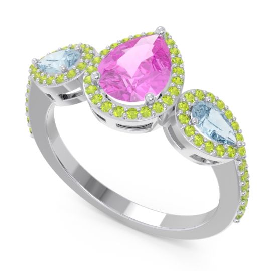 Halo Three Stone Pear Shape Varsana Ring