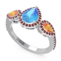 Halo Three Stone Pear Shape Varsana Ring