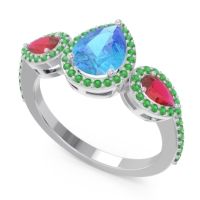 Halo Three Stone Pear Shape Varsana Ring