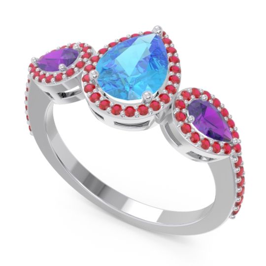 Halo Three Stone Pear Shape Varsana Ring