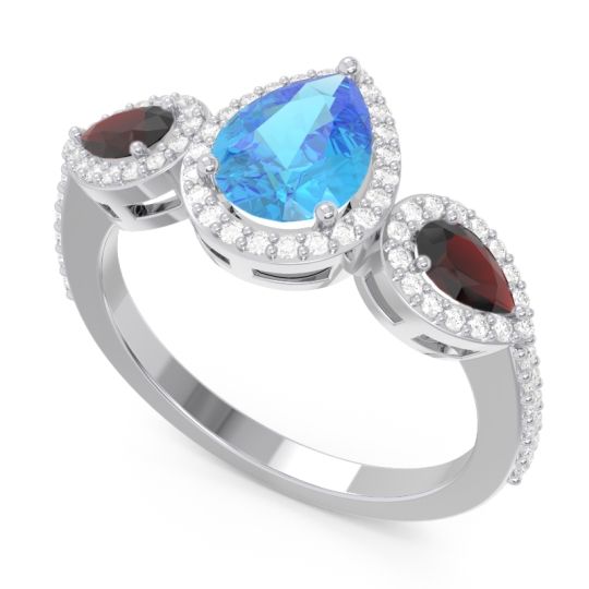 Halo Three Stone Pear Shape Varsana Ring