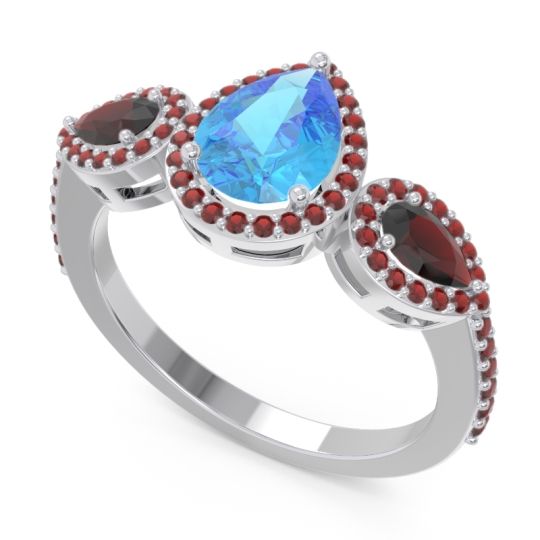 Halo Three Stone Pear Shape Varsana Ring