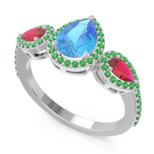 Halo Three Stone Pear Shape Varsana Ring