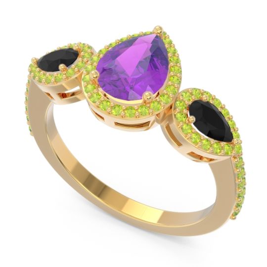 Halo Three Stone Pear Shape Varsana Ring