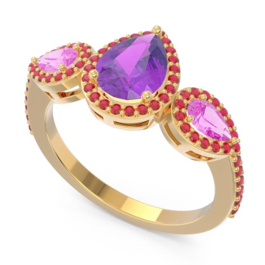 Halo Three Stone Pear Shape Varsana Ring
