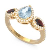 Halo Three Stone Pear Shape Varsana Ring
