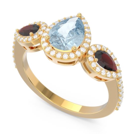 Halo Three Stone Pear Shape Varsana Ring