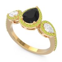 Halo Three Stone Pear Shape Varsana Ring