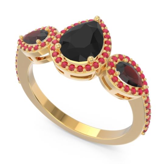 Halo Three Stone Pear Shape Varsana Ring