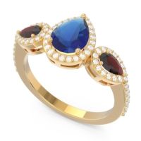 Halo Three Stone Pear Shape Varsana Ring