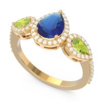 Halo Three Stone Pear Shape Varsana Ring