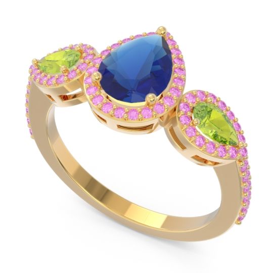 Halo Three Stone Pear Shape Varsana Ring