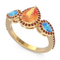 Halo Three Stone Pear Shape Varsana Ring