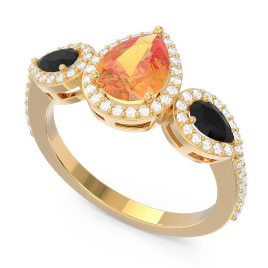 Halo Three Stone Pear Shape Varsana Ring