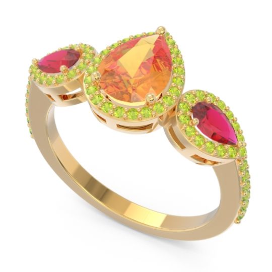 Halo Three Stone Pear Shape Varsana Ring