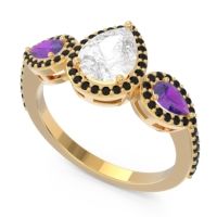 Halo Three Stone Pear Shape Varsana Ring
