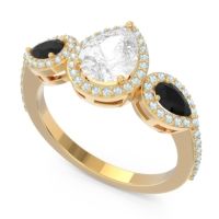 Halo Three Stone Pear Shape Varsana Ring