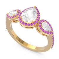 Halo Three Stone Pear Shape Varsana Ring