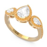 Halo Three Stone Pear Shape Varsana Ring
