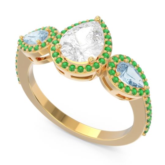 Halo Three Stone Pear Shape Varsana Ring