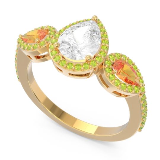 Halo Three Stone Pear Shape Varsana Ring