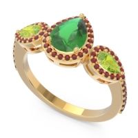 Halo Three Stone Pear Shape Varsana Ring