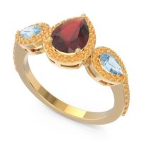 Halo Three Stone Pear Shape Varsana Ring