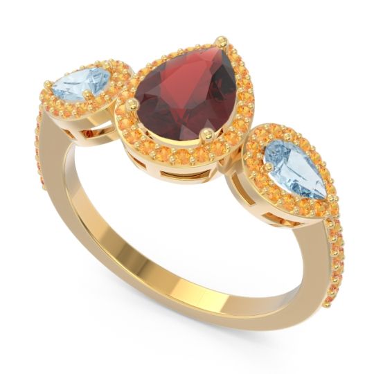 Halo Three Stone Pear Shape Varsana Ring