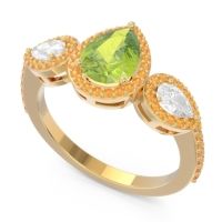 Halo Three Stone Pear Shape Varsana Ring