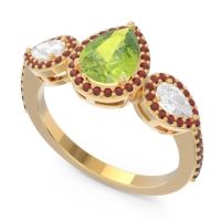 Halo Three Stone Pear Shape Varsana Ring