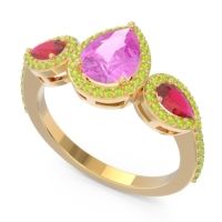 Halo Three Stone Pear Shape Varsana Ring