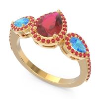 Halo Three Stone Pear Shape Varsana Ring