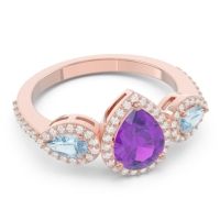 Halo Three Stone Pear Shape Varsana Ring