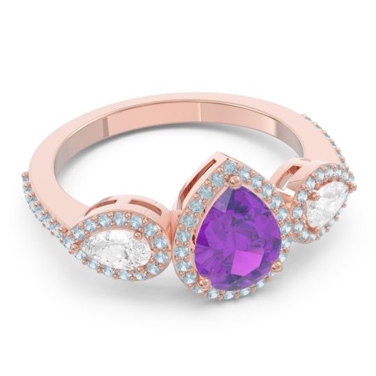 Halo Three Stone Pear Shape Varsana Ring