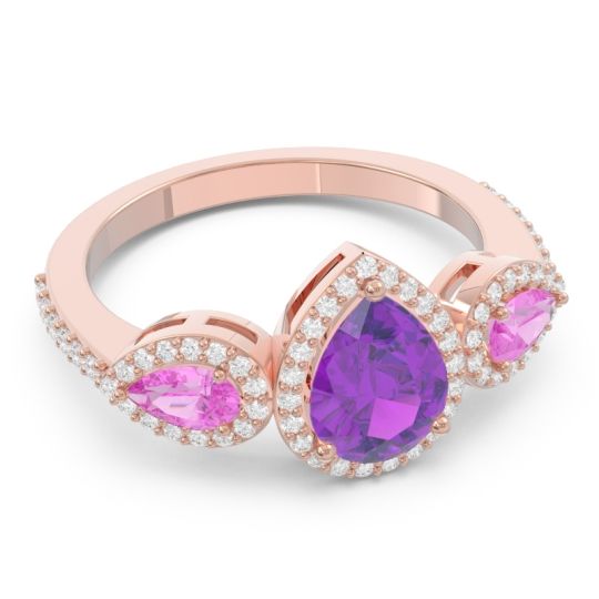 Halo Three Stone Pear Shape Varsana Ring