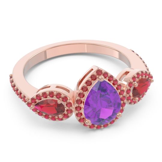 Halo Three Stone Pear Shape Varsana Ring