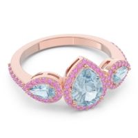 Halo Three Stone Pear Shape Varsana Ring