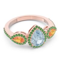 Halo Three Stone Pear Shape Varsana Ring
